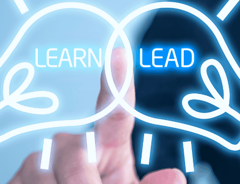 Ottimizzazione dei costi di acquisizione B2B: lo studio del sistema ottimizza il CAC, rappresentato dalla parola lead e dalla parola learn che si uniscono dentro delle lampadine.