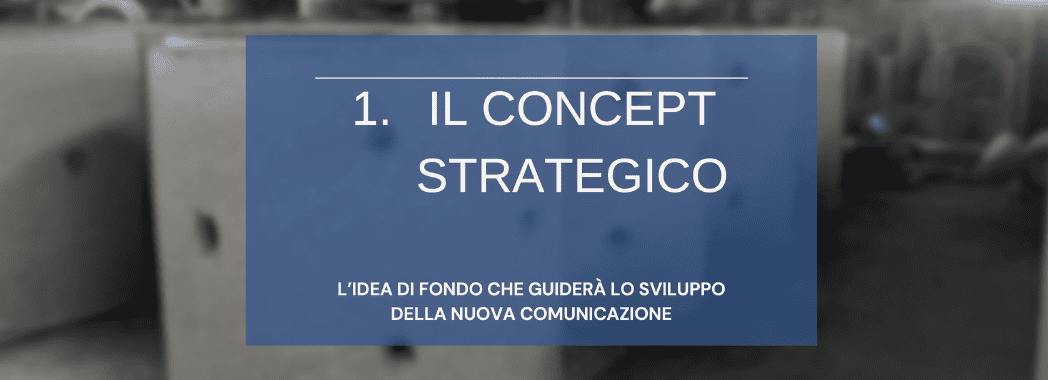 Prima pagina del brand book che ha portato al sito web con catalogo tecnico: il concept strategico.
