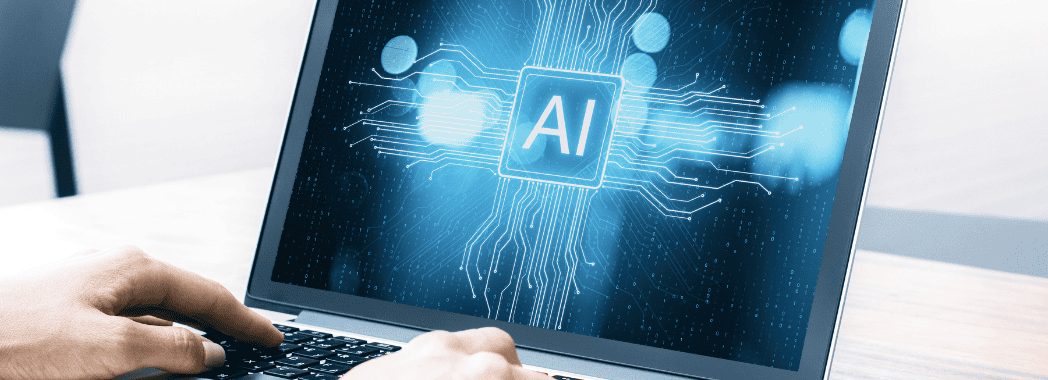 Uno schermo di un computer portatile mostra una serie di connessioni che partono dalla scritta AI